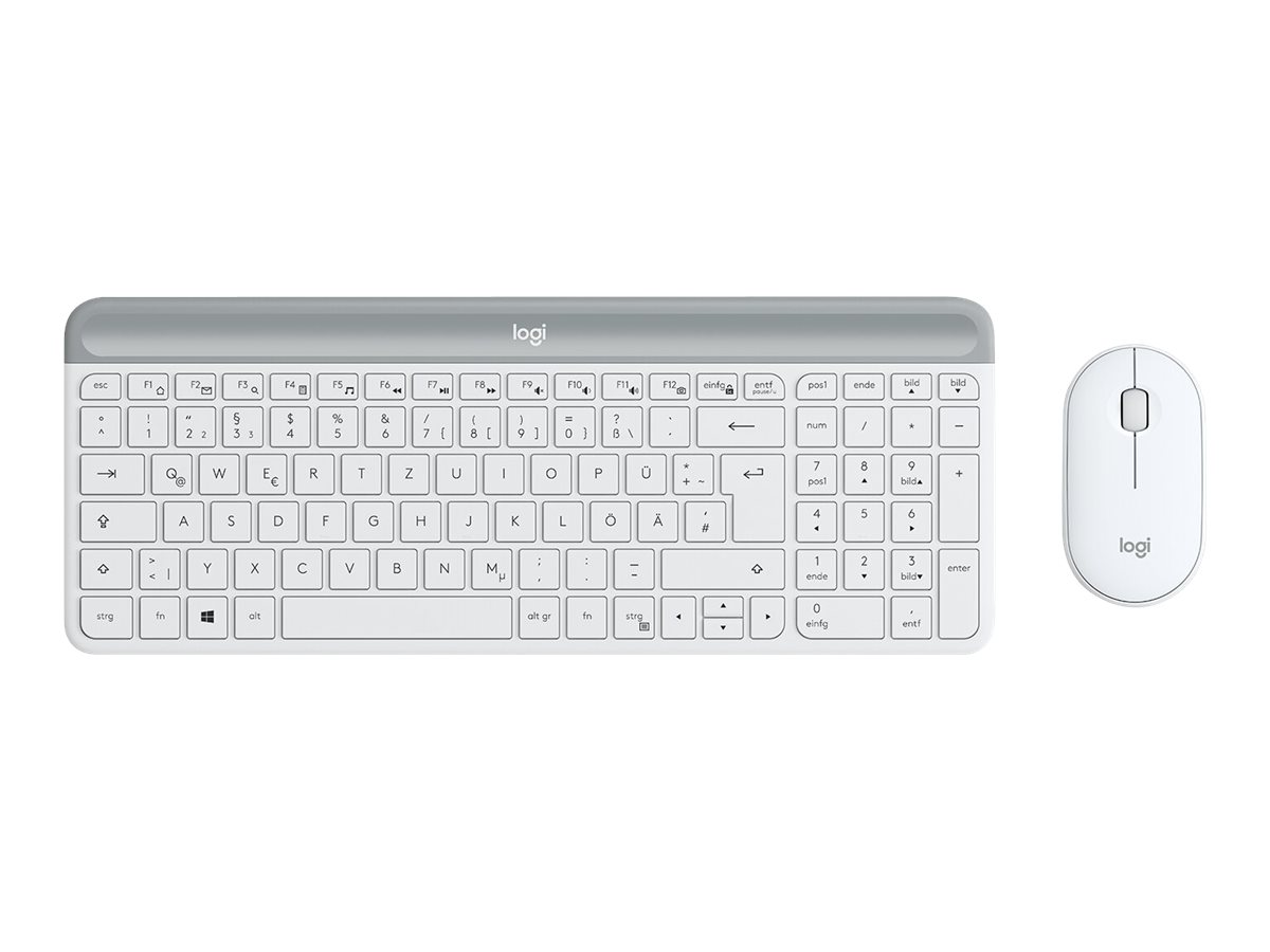 MK470 Slim Wireless Keyboard and Mouse ComboUSB, QWERTZ, Weiß - kabellos - 2.4 GHz - QWERTZ - Deutsch - Off-White
