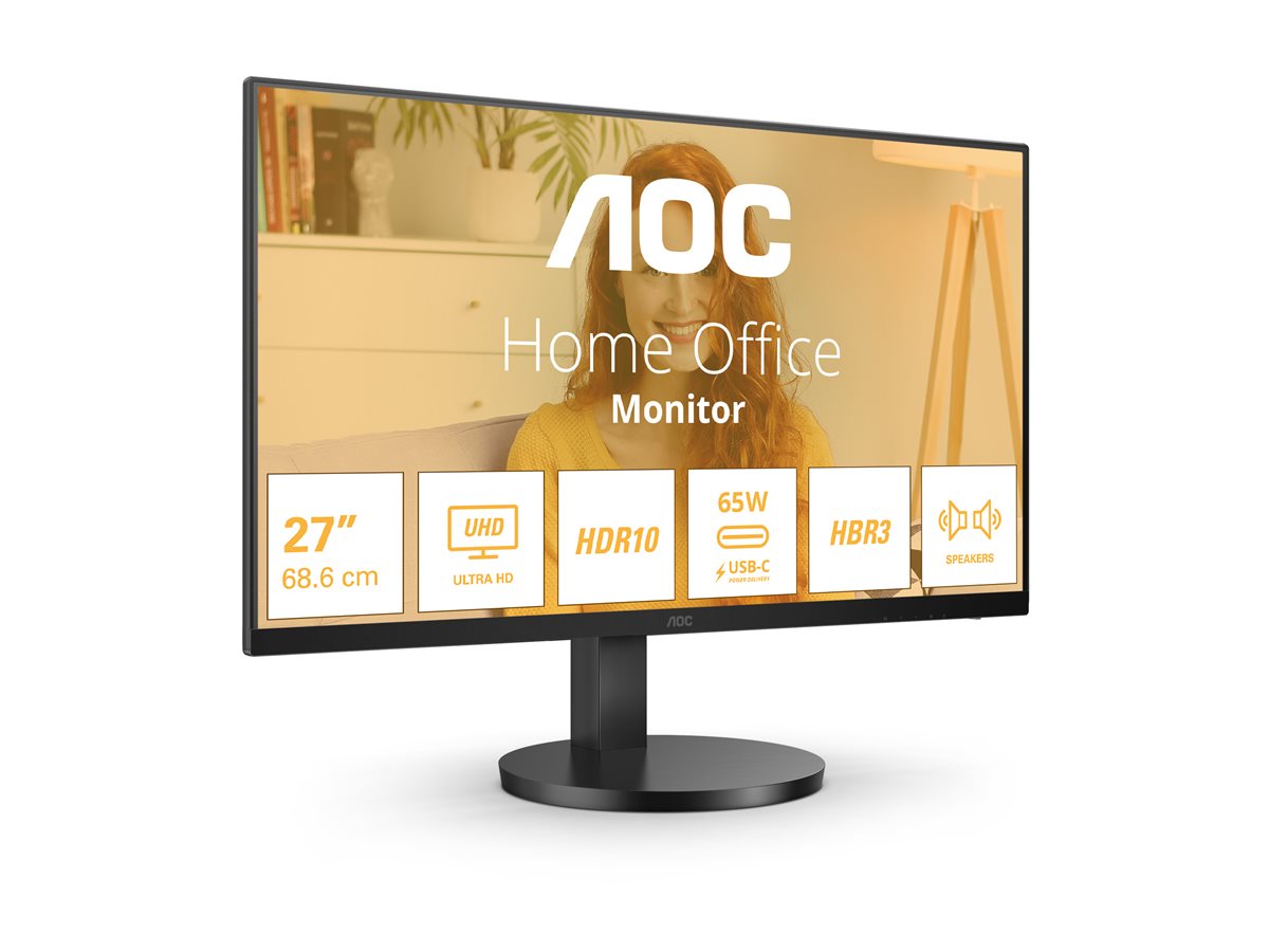 AOC Basic-line U27B3CF - B3 Series - LED-Monitor - - 3840 x 2160 4K UHD (2160p) @ 60 Hz - IPS - 350 cd/m² - 1000:1 - HDR10 - 4 ms - HDMI - USB-C - Lautsprecher - Schwarz AOC Basic-line U27B3CF - B3 Series - LED-Monitor - - 3840 x 2160 4K UHD (2160p) @ 60 Hz - IPS - 350 cd/m² - 1000:1 - HDR10 - 4 ms - HDMI - USB-C - Lautsprecher - Schwarz