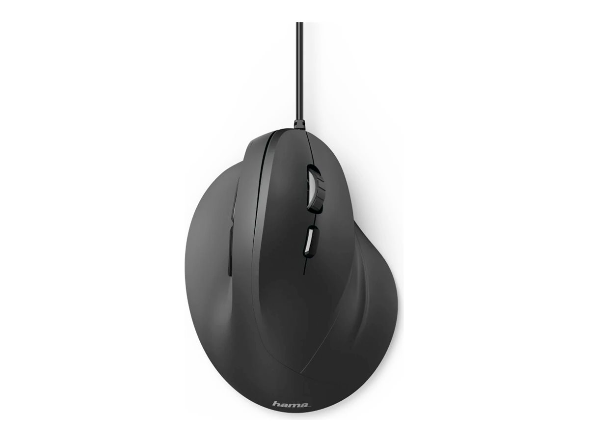 Hama Vertical Ergonomic - Vertikale Maus - - Für Rechtshänder - optisch - 6 Tasten - kabelgebunden - USB - Schwarz