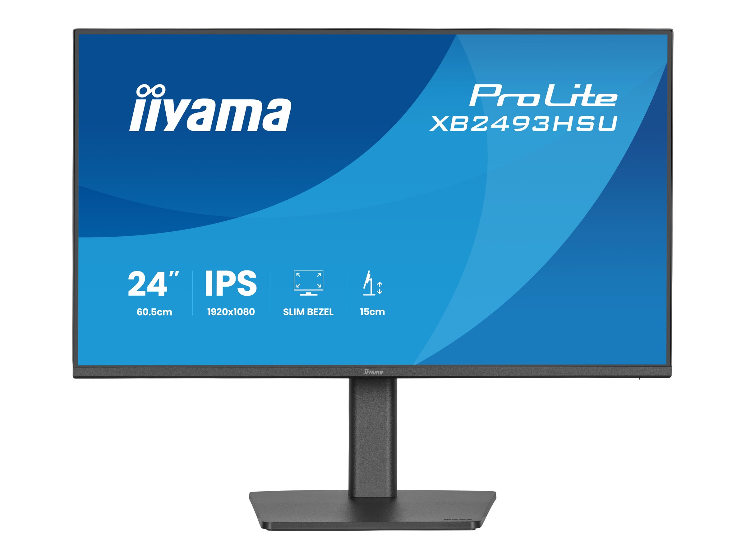 Iiyama ProLite XB2493HSU-B1 - LED-Monitor - 61 cm (24") - (23.8" sichtbar) - 1920 x 1080 Full HD (1080p) @ 120 Hz - IPS - 350 cd/m² - 1500:1 - 1 ms - HDMI - DisplayPort - Lautsprecher - mattschwarz