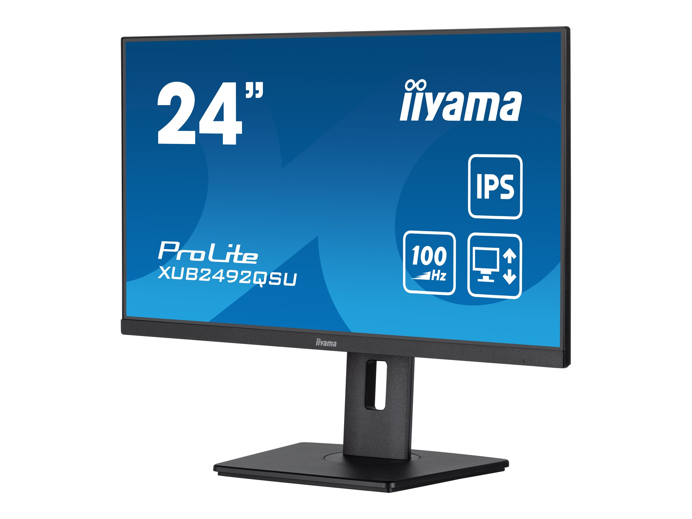 Iiyama ProLite XUB2492QSU-B1 - LED-Monitor - 61 cm - (23.8" sichtbar) - 2560 x 1440 WQHD @ 100 Hz - IPS - 300 cd/m² - 1000:1 - 0.5 ms - HDMI - DisplayPort - Lautsprecher - Schwarz - Matte