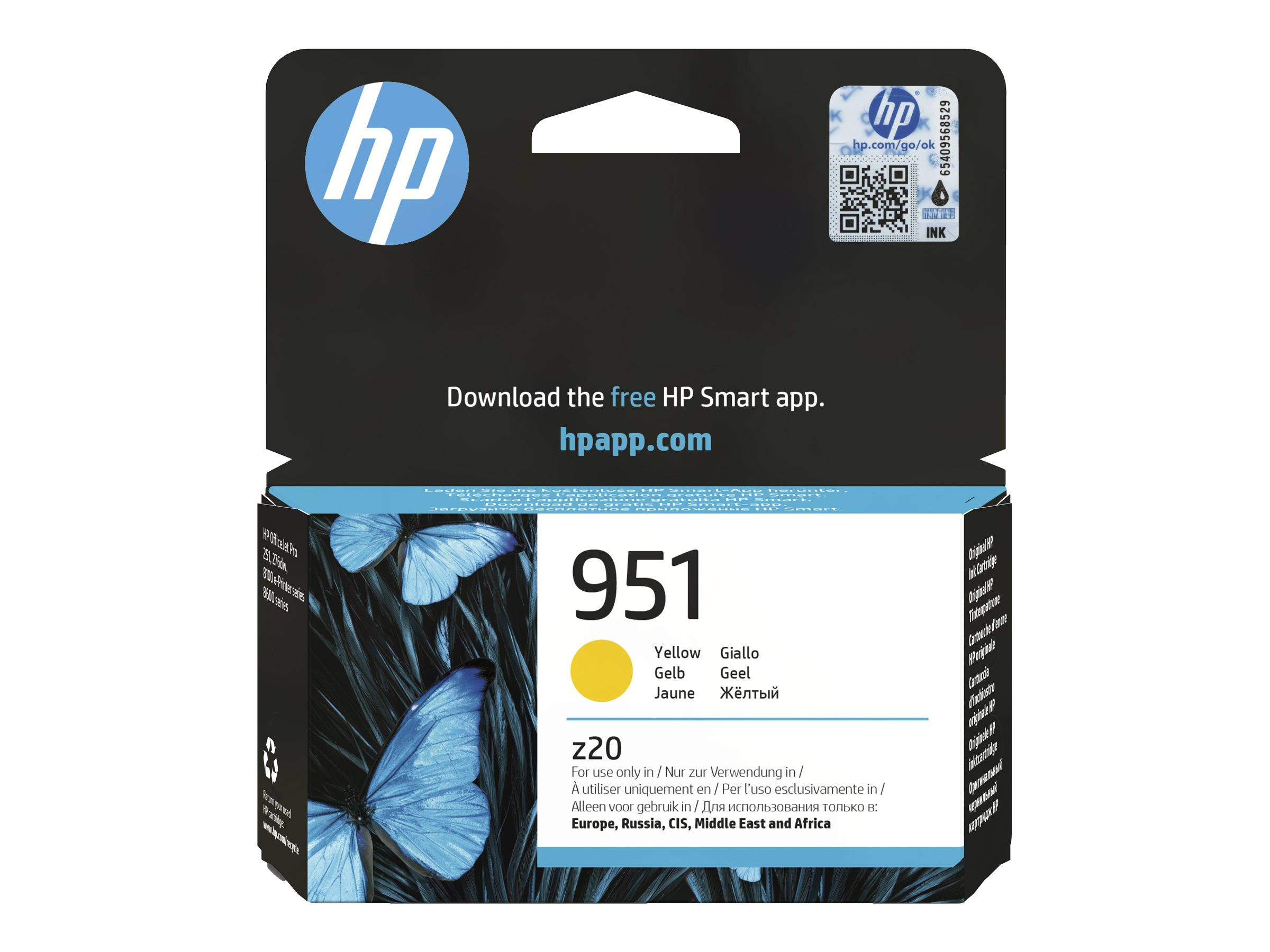 HP 951 - 8 ml - Gelb - Original - Tintenpatrone - für Officejet Pro 251 - 276 - 8100 - 8600 - 8600 N911 - 8610 - 8615 - 8616 - 8620 - 8625 - 8630 - 8640