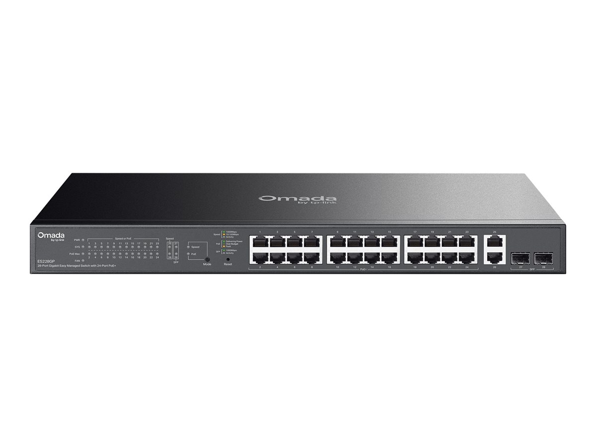 TP-Link Omada ES228GP V1 - Switch - managed - 26 x - + 2 x Gigabit SFP - an Rack montierbar - Desktop - PoE+ (250 W)
