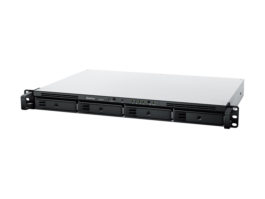 Synology RackStation RS422+, NAS, Rack (1U), AMDRyzen, R1600, Schwarz - Rack - einbaufähig - SATA 6Gb/s - RAID RAID 0 - 1 - 5 - 6 - 10 - JBOD - RAM 2 GB - Gigabit Ethernet - iSCSI Support - 1U