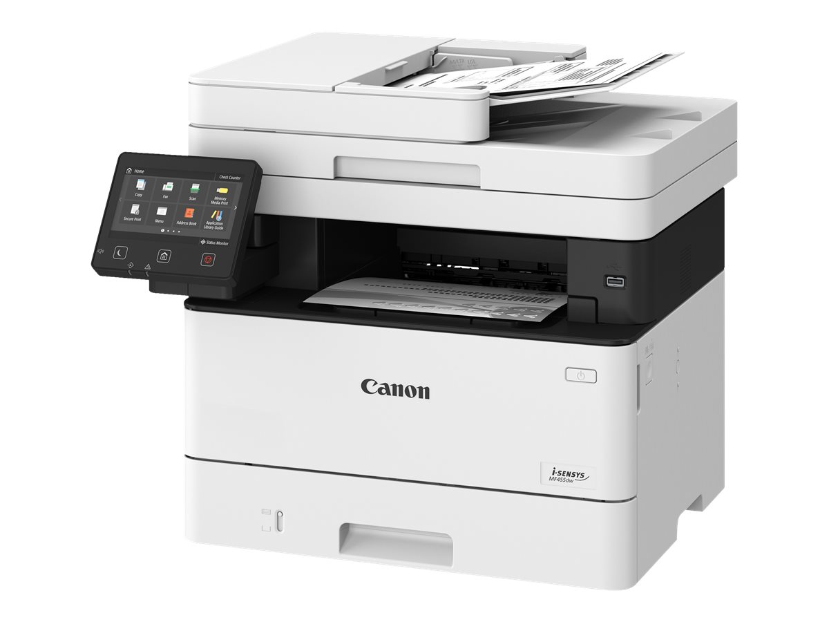 Canon i-SENSYS MF455dw - Multifunktionsdrucker - - Legal (216 x 356 mm) (Original) - A4/Legal (Medien) - bis zu 38 Seiten/Min. (Kopieren) - bis zu 38 Seiten/Min. (Drucken) - 350 Blatt - 33.6 Kbps - USB 2.0 - Gigabit LAN - Wi-Fi(n) - USB-Host