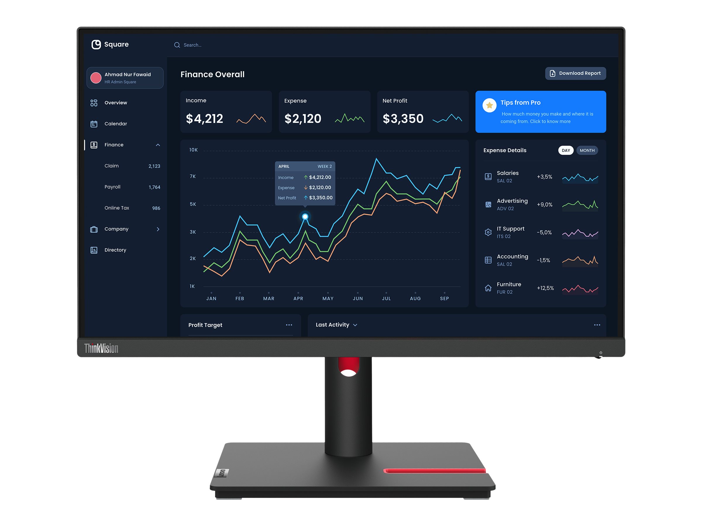 Lenovo ThinkVision T22i-30 - LED-Monitor - 54.6 cm (21.5") - 1920 x 1080 Full HD (1080p) @ 60 Hz - IPS - 250 cd/m² - 1000:1 - 4 ms - HDMI - VGA - DisplayPort - Raven Black - für ThinkCentre neo 70t 11YU; ThinkPad P15 Gen 2 20YQ