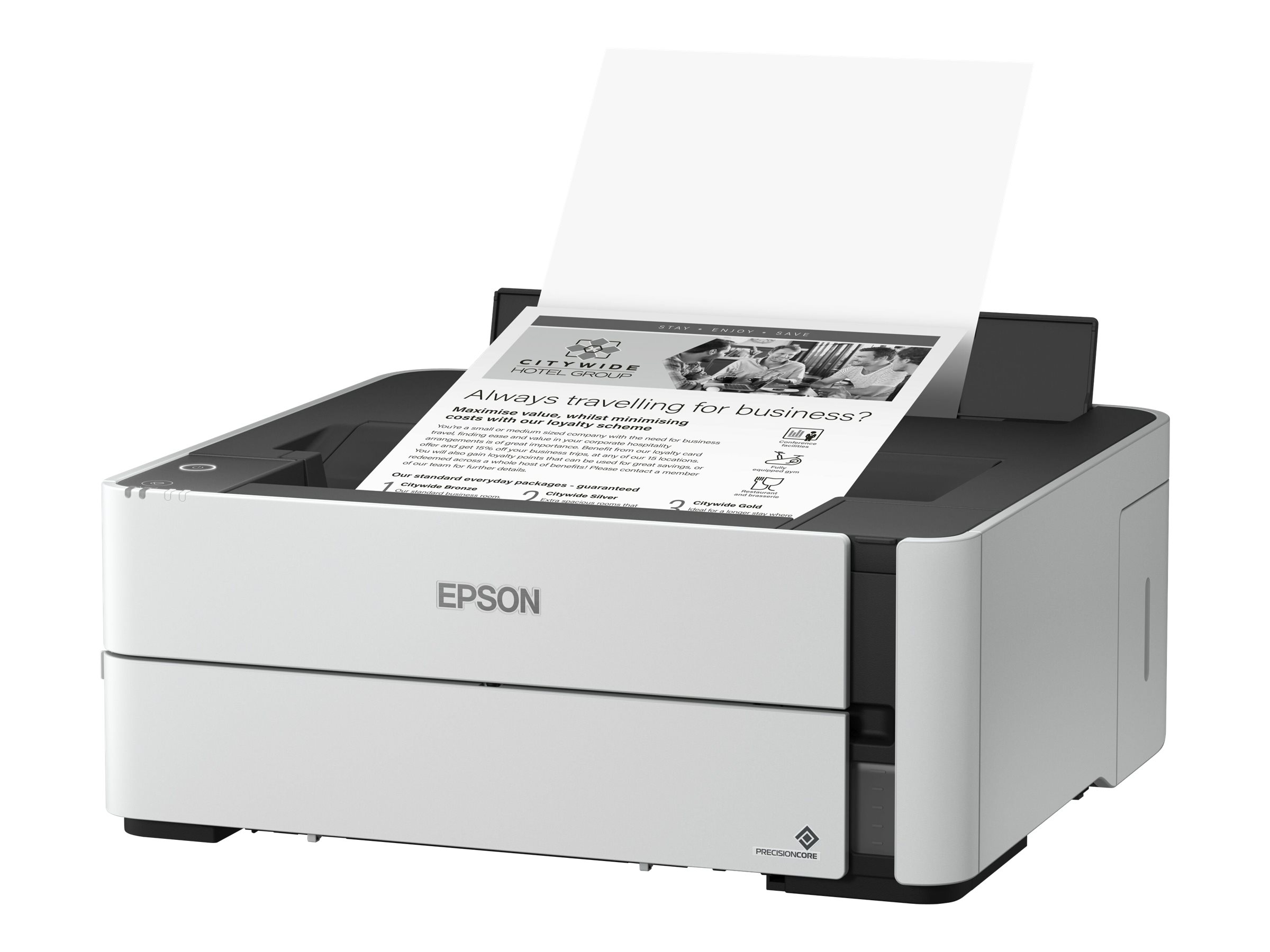 EcoTank ET-M1170 - Drucker - monochrom - Tintenstrahl - nachfüllbar - A4/Legal - 1200 x 2400 dpi - bis zu 20 Seiten/Min. - Kapazität: 250 Blätter - USB 2.0 - LAN - Wi-Fi