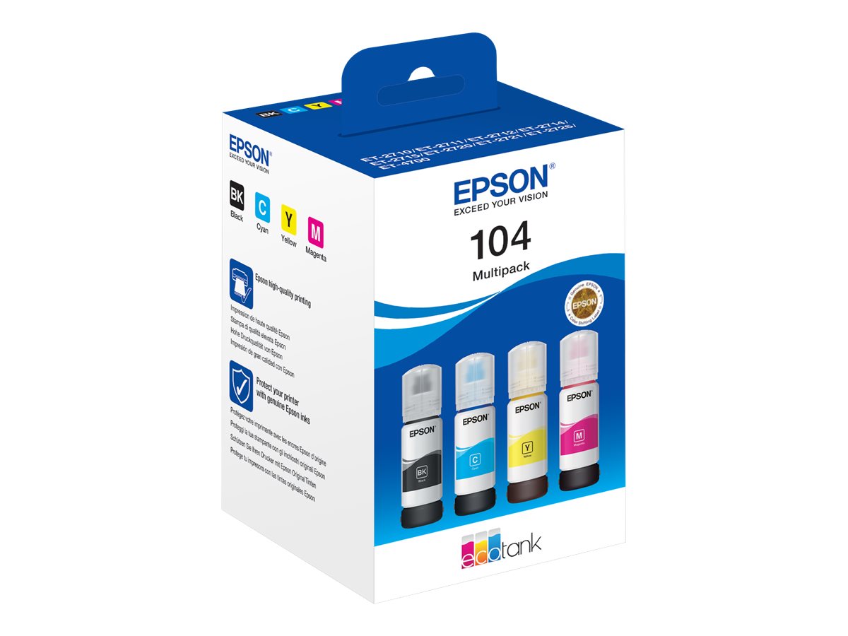 Epson EcoTank 104 - 4er-Pack - Schwarz, Gelb, - original - Nachfülltinte Epson EcoTank 104 - 4er-Pack - Schwarz, Gelb, - original - Nachfülltinte