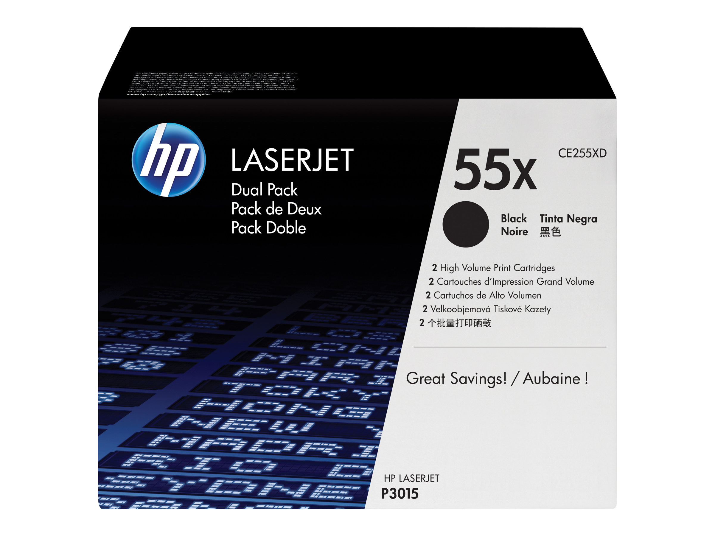 HP Toner CE255XD schwarz für LaserJet Enterprise P3015 2er Pack - für LaserJet Enterprise MFP M525; LaserJet Enterprise Flow MFP M525; LaserJet Managed MFP M525