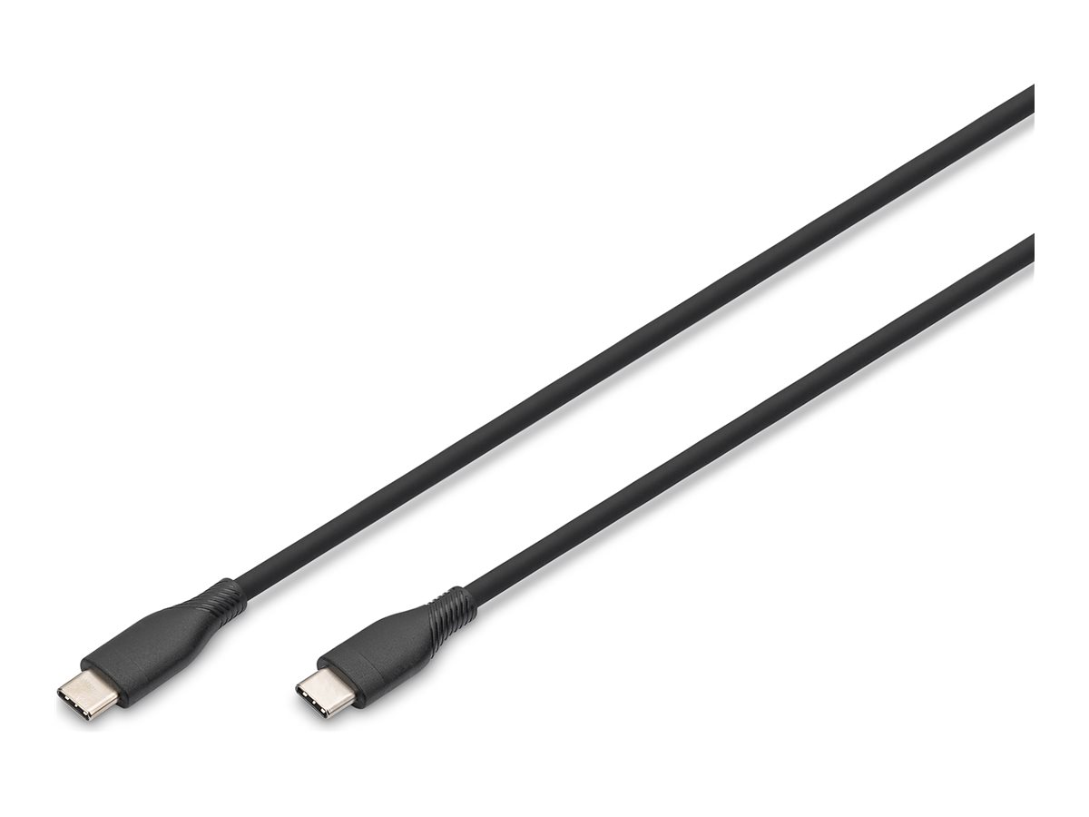 DIGITUS USB-Kabel - 24 pin USB-C (M) zu 24 pin - USB 2.0 - 20 V - 3 A - 1 m - geformt - USB Power Delivery (60W) - Schwarz