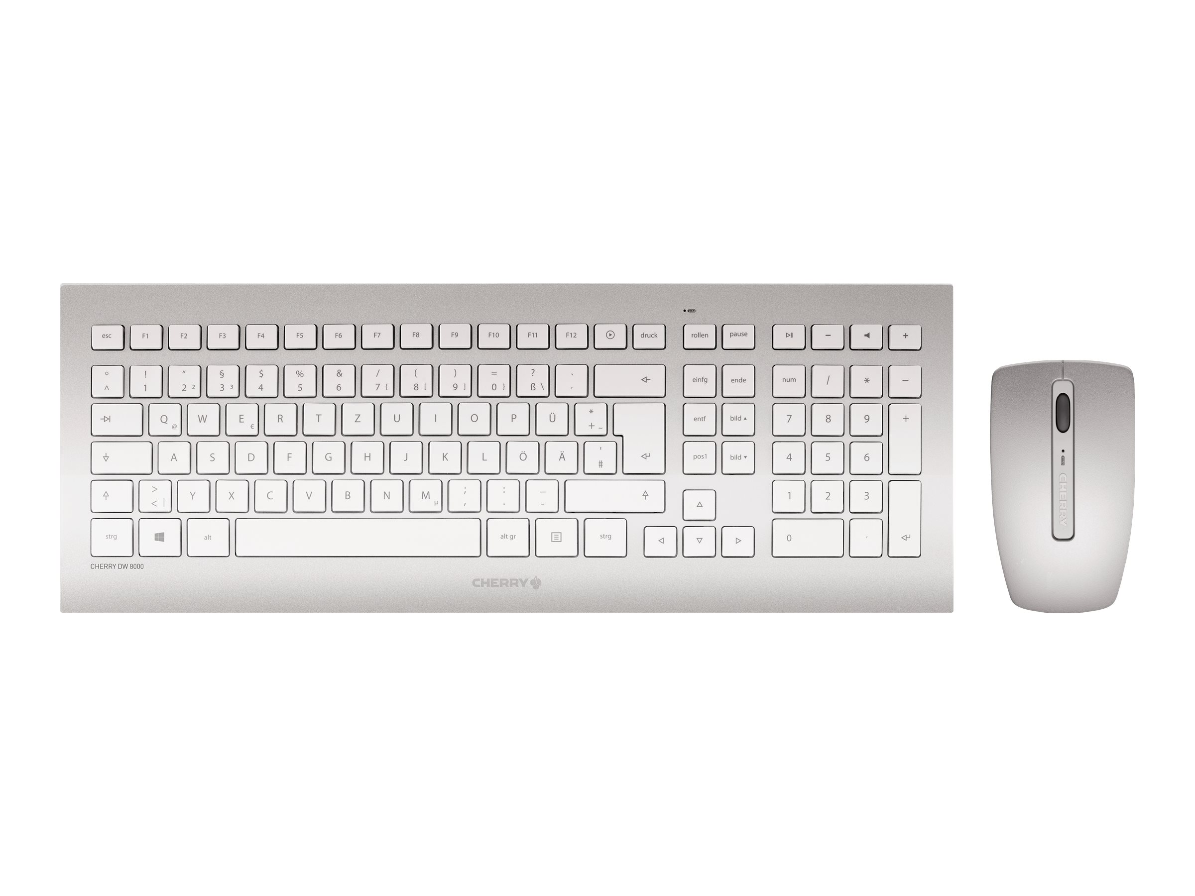 Tastatur + Maus Set DW 8000 2,4GHz 2000dpi reduzierbar - 2.4 GHz - QWERTZ - Deutsch - weiß - Silber Tastatur + Maus Set DW 8000 2,4GHz 2000dpi reduzierbar - 2.4 GHz - QWERTZ - Deutsch - weiß - Silber
