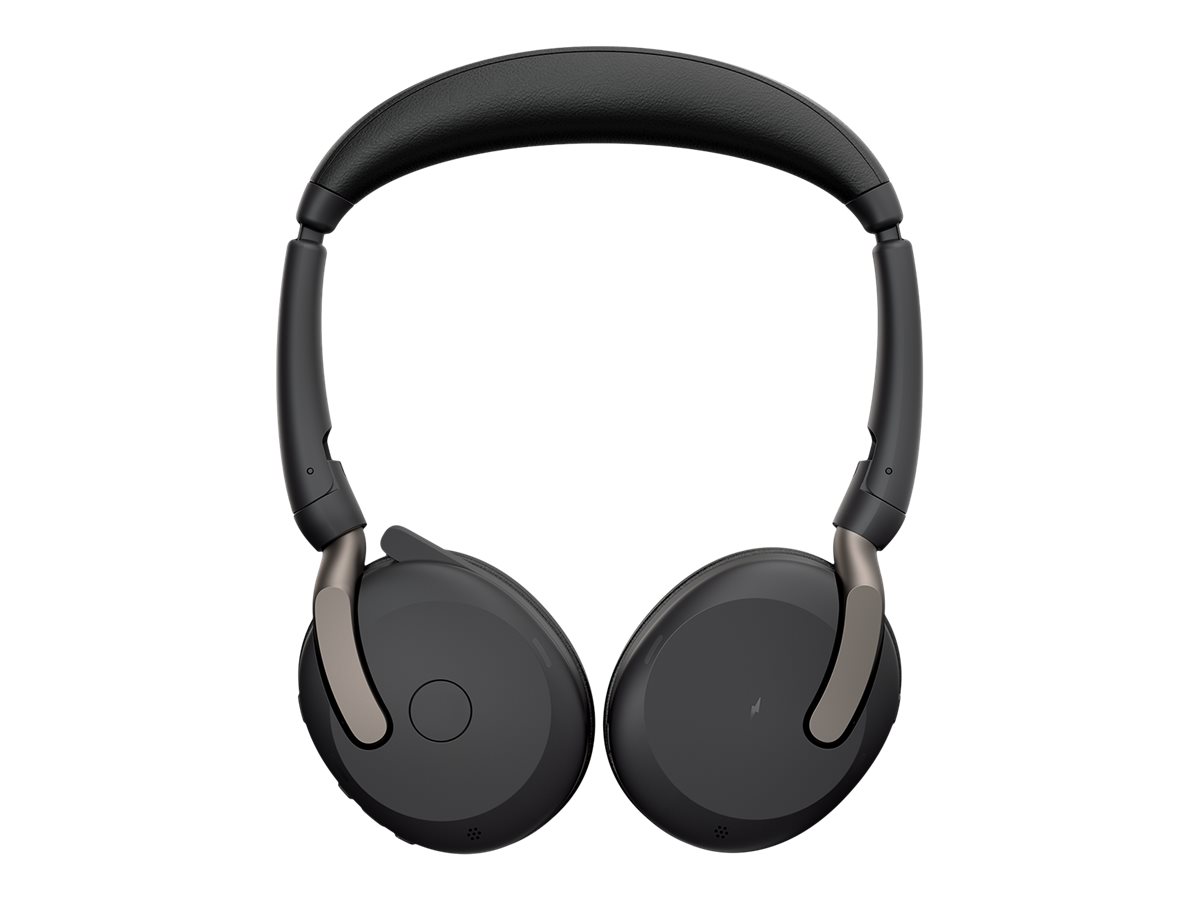 Jabra Evolve2 65 Flex UC Stereo - Headset - On-Ear - Bluetooth - kabellos - aktive Rauschunterdrückung - USB-A - Schwarz - optimiert für UC