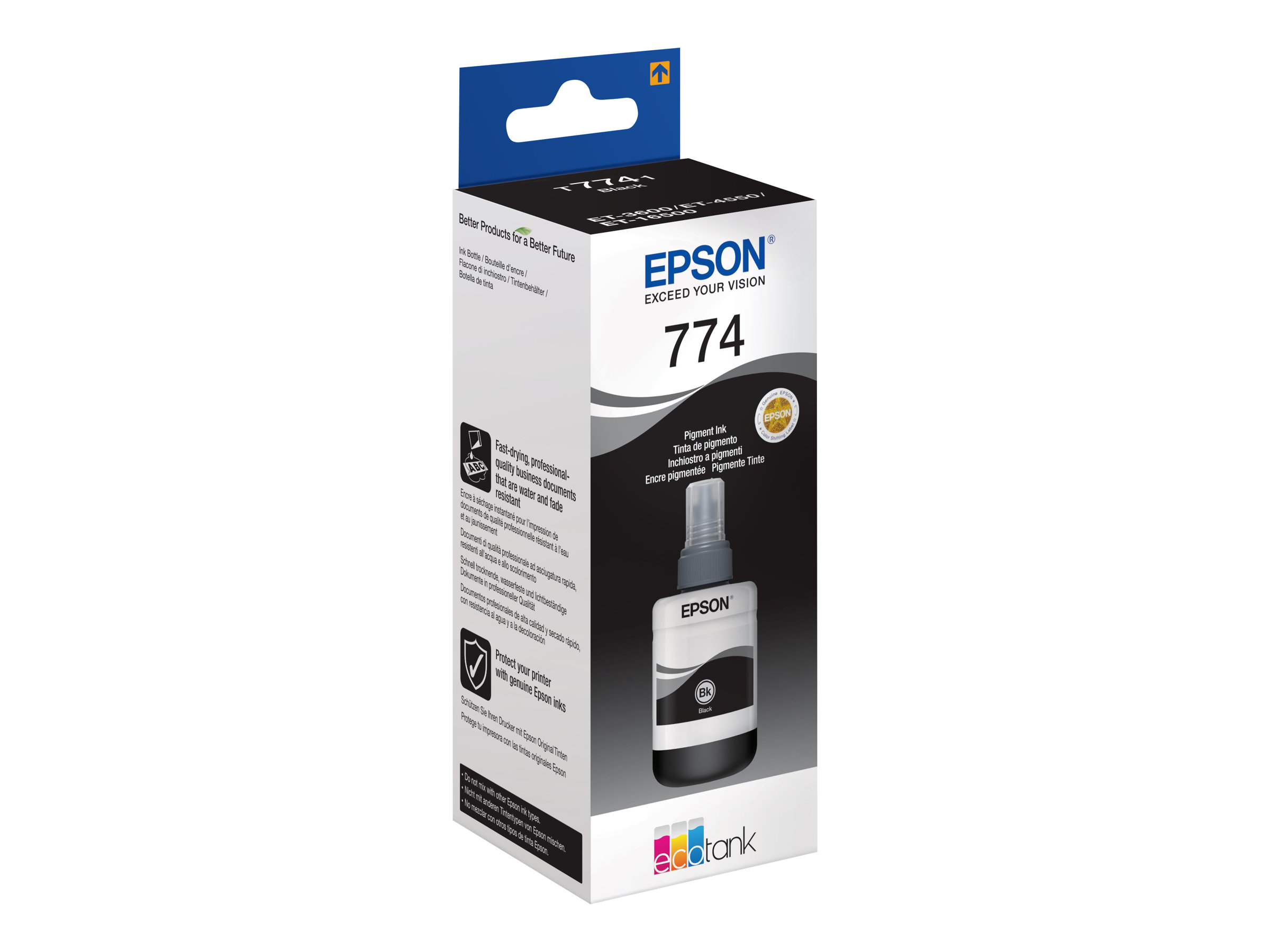 T7741 PIGMENT BLCK INK BOTTLE - für EcoTank ET-16500 - ET-3600 - ET-4550 - ET-4550 Stickers - M200