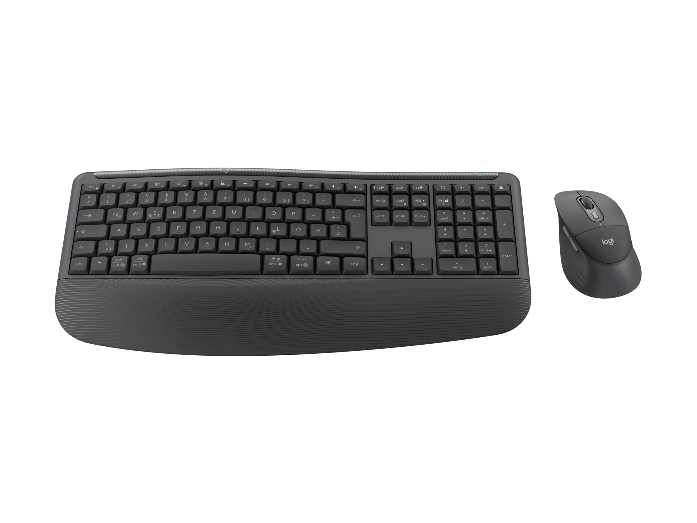 Logitech Signature Comfort Plus Combo MK880 - Tastatur-und-Maus-Set - full size - mit LED-Batteriestandanzeige - kabellos - Bluetooth 5.2 - QWERTZ - Deutsch - Graphite