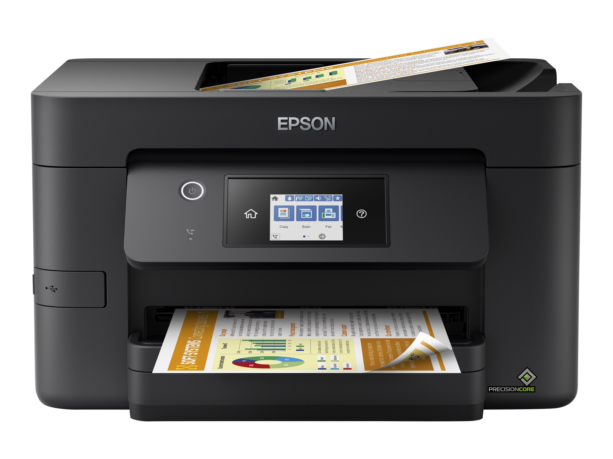 Epson WorkForce Pro WF-3820DWF - Multifunktionsdrucker - Farbe - Tintenstrahl - A4/Legal (Medien) - bis zu 21 Seiten/Min. (Drucken) - 250 Blatt - 33.6 Kbps - USB 2.0 - LAN - Wi-Fi(n) - USB-Host