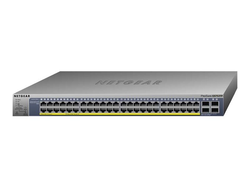 Netgear Smart GS752TP - Switch - L3 Lite - Smart - - + 40 x 10/100/1000 (PoE) + 4 x SFP - Desktop - an Rack montierbar - PoE+ (384 W)