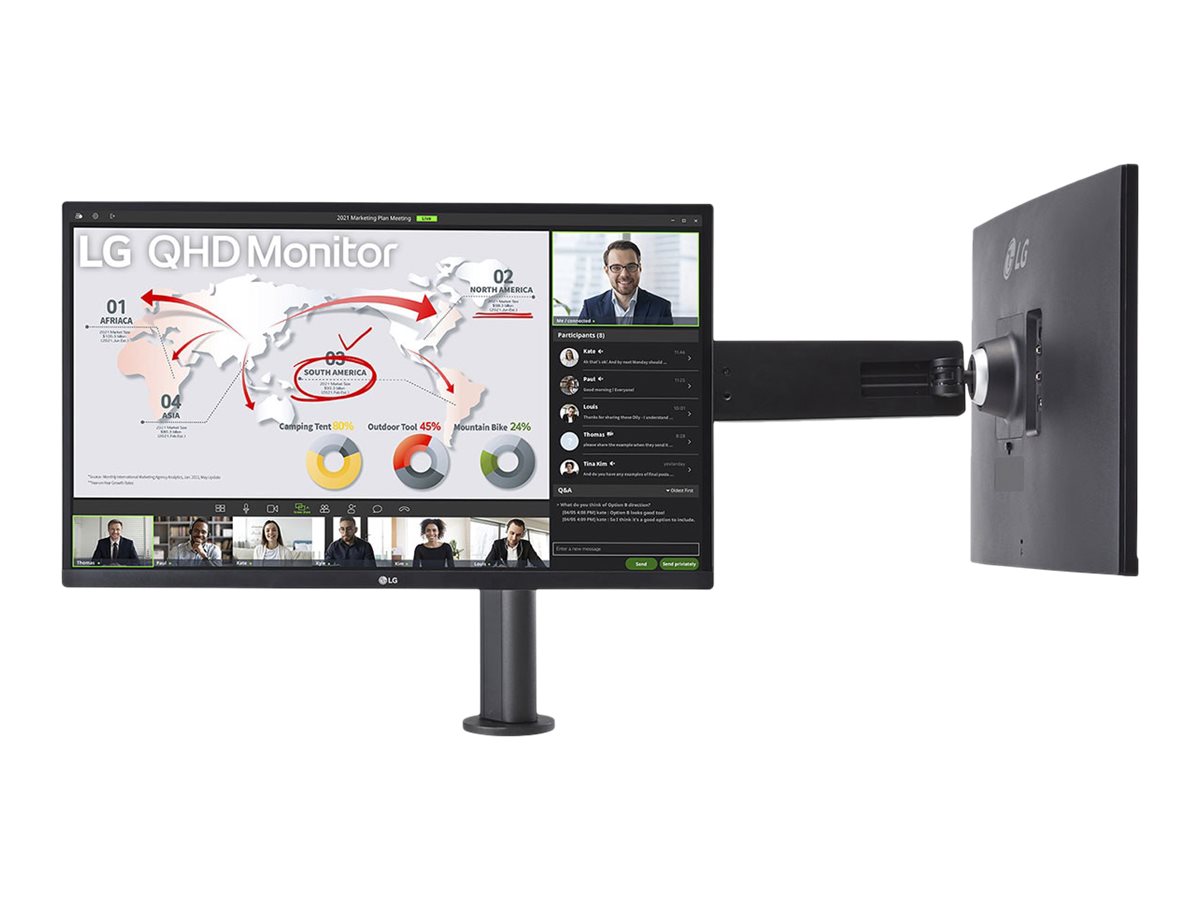 LG Ergo Dual 27QP88DP-BS - LED-Monitor - 68.466 cm - 2560 x 1440 QHD @ 75 Hz - IPS - 350 cd/m² - 1000:1 - HDR10 - 5 ms - HDMI - DisplayPort - USB-C