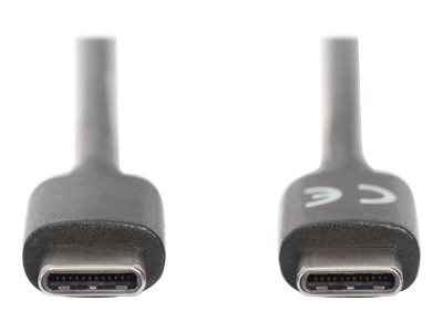 DIGITUS USB Type-C Anschlusskabel, USB-C zu USB-C - USB 2.0 - 3 A - 3 m - unterstützt Stromversorgung - Schwarz