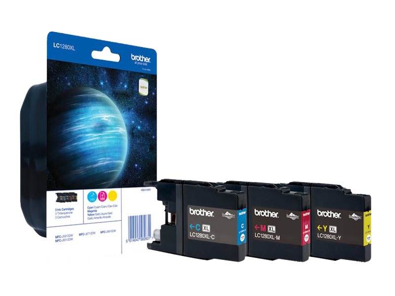 Brother LC1280XL Rainbow-Pack - Gelb, Cyan, Magenta - Original - Blister mit akustischem/elektromagnetischem Alarm - Tintenpatrone - für Brother MFC-J5910DW - MFC-J6510DW - MFC-J6710DW - MFC-J6910DW