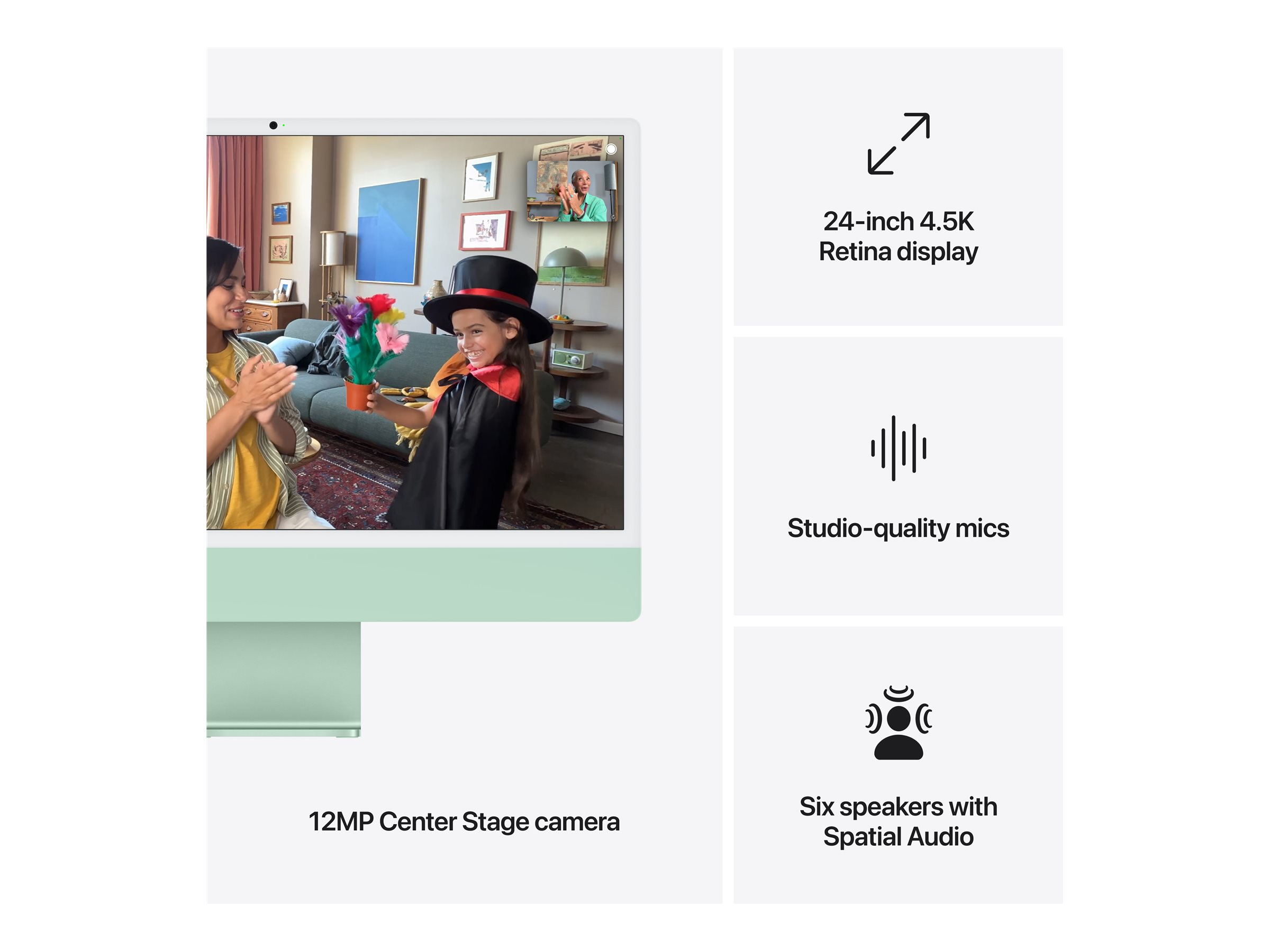 Apple iMac with 4.5K Retina display - All-in-One - M4 - RAM 16 GB - SSD 256 GB - Apple M4 8-core - Wi-Fi 6E - Bluetooth 5.3 - WLAN: 802.11a/b/g/n/ac/ax (Wi-Fi 6E) - Bluetooth 5.3 - macOS Sequoia 15.0 - Monitor: LED 61 cm (24") 4480 x 2520 (4.5K) - Tasta…