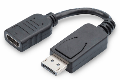 Adapterkabel DisplayPort 0,15m DP/St - HDMI Typ A/Bu - 15 cm - Doppelisolierung - Schwarz