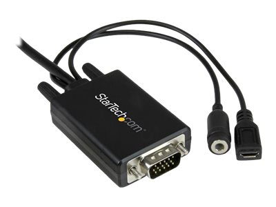 DiskplayPort -> VGA Adapter Kabel 3,0m + Audio - zu 15 pin D-Sub (DB-15) - mini-phone stereo 3.5 mm - Mikro-USB Typ B (nur Strom) - 3 m - Schwarz - für P/N: DK30CH2DEP - DK30CH2DEPUE