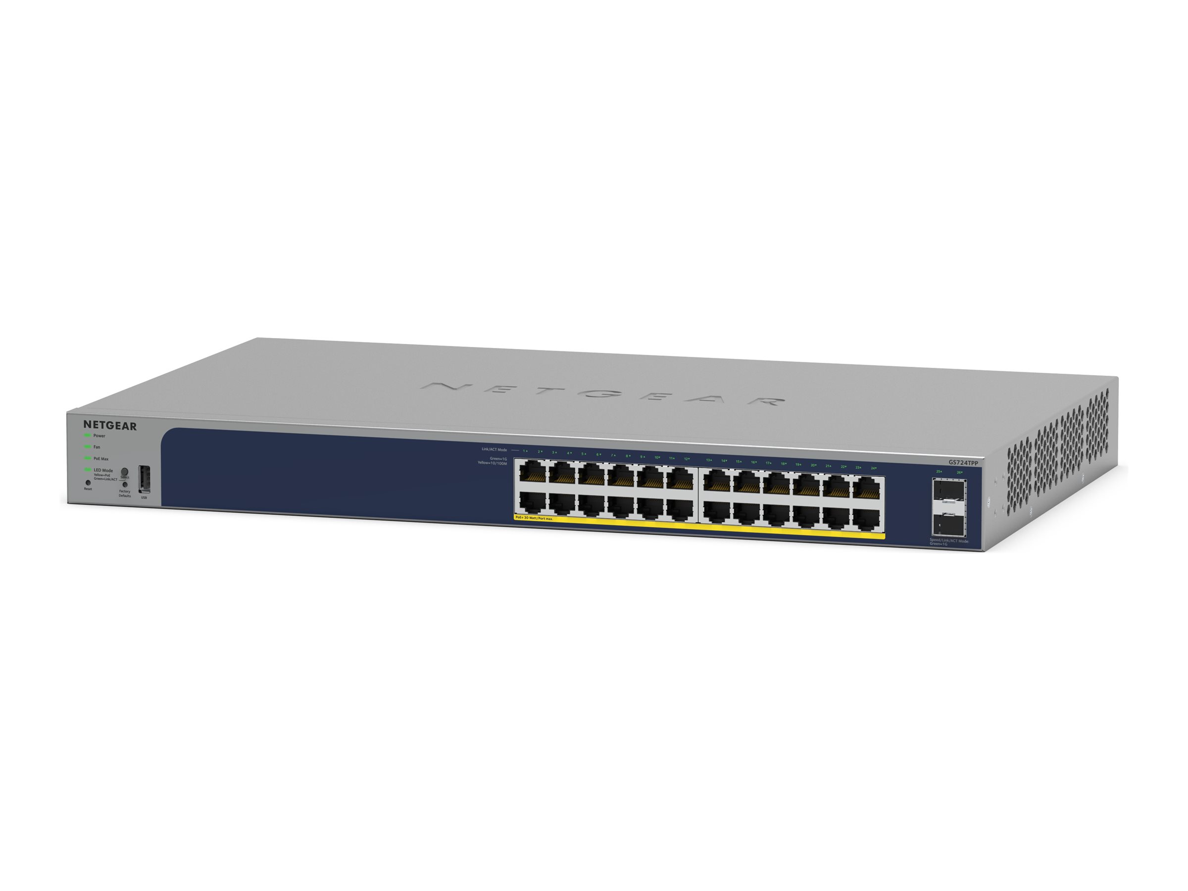 Netgear Smart GS728TP - Switch - L3 Lite - Smart - - + 8 x 10/100/1000 (PoE+) + 4 x SFP - an Rack montierbar - PoE+ (192 W)