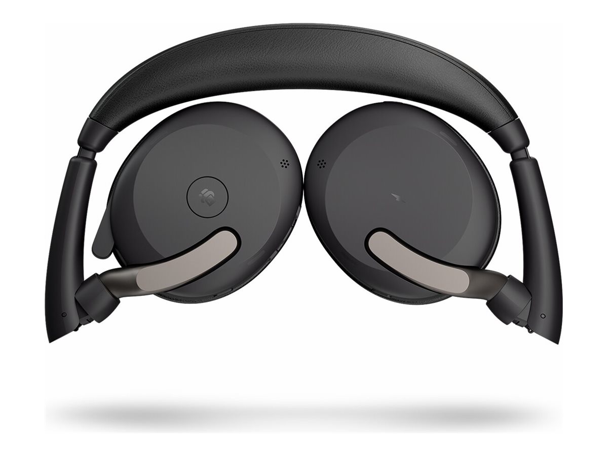 Jabra Evolve2 65 Flex MS Stereo Headset On-Earindukitves Ladepad, BT-Adapter - Bluetooth - kabellos - aktive Rauschunterdrückung - USB-A - Schwarz - mit kabelloses Ladepad - Zertifiziert für Microsoft Teams