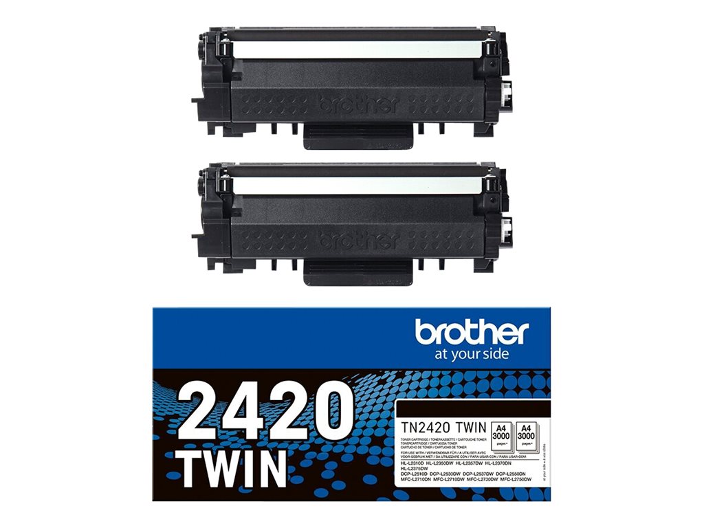Brother TN2420 TWIN - 2er-Pack - Hohe Ergiebigkeit - Schwarz - original - Tonerpatrone - für Brother DCP-L2510 - L2530 - L2537 - L2550 - HL-L2350 - L2370 - L2375 - MFC-L2713 - L2730 - L2750