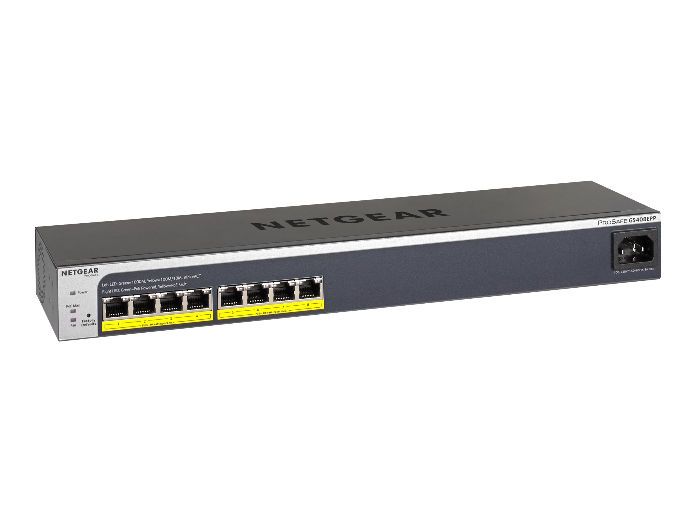 Netgear Plus GS408EPP - Switch - managed - 8 x - Desktop - an Rack montierbar - wandmontierbar - Stangenmontage - PoE+ (124 W)