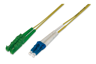 Digitus LWL Patchkabel, E2000 (8° APC) auf LC - zu E2000/APC Einzelmodus (M) - 2 m - Glasfaser - Duplex - 9/125 Mikrometer - OS2 - halogenfrei - Gelb