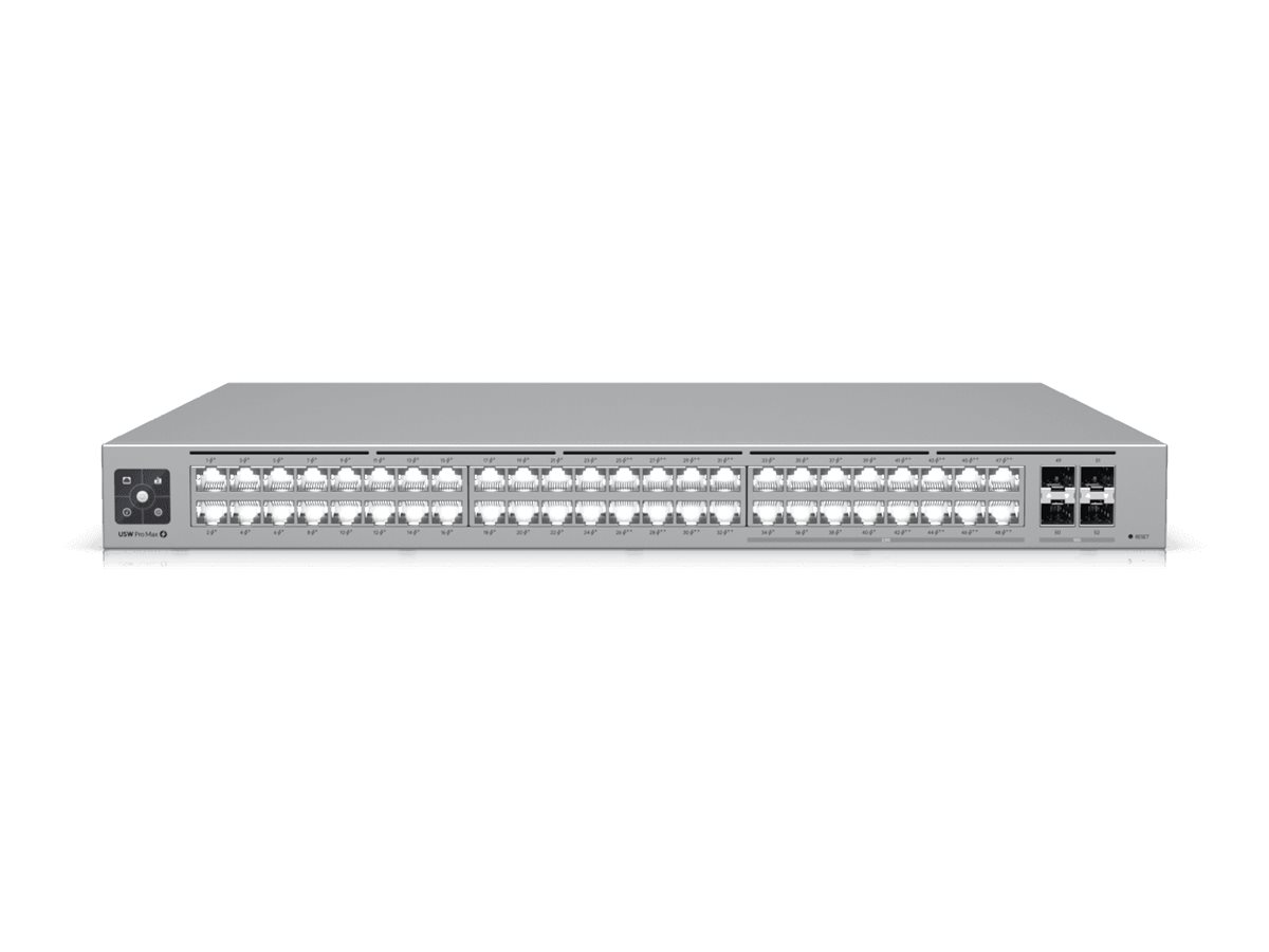 Ubiquiti UniFi Pro Max 48 PoE - Switch - L3 - - + 32 x 10/100/1000 (24 PoE+ - 8 PoE++) + 4 x 10 Gigabit SFP+ - an Rack montierbar - PoE++ (720 W) Ubiquiti UniFi Pro Max 48 PoE - Switch - L3 - - + 32 x 10/100/1000 (24 PoE+ - 8 PoE++) + 4 x 10 Gigabit SFP+ - an Rack montierbar - PoE++ (720 W)