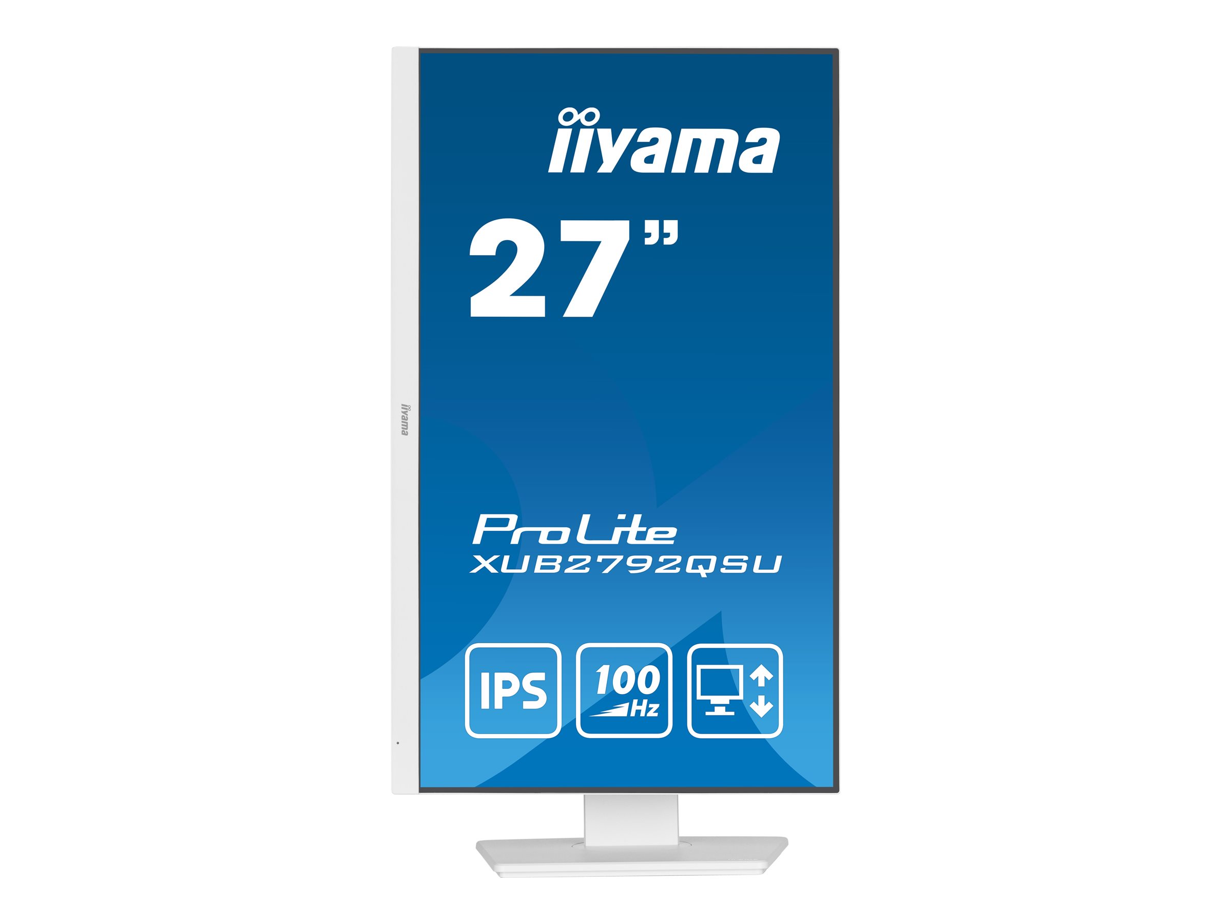 Iiyama ProLite XUB2792QSU-W6 - LED-Monitor - 68.6 cm (27") - 2560 x 1440 QHD @ 100 Hz - IPS - 250 cd/m² - 1300:1 - 0.4 ms - HDMI - DisplayPort - Lautsprecher - weiß - Matte
