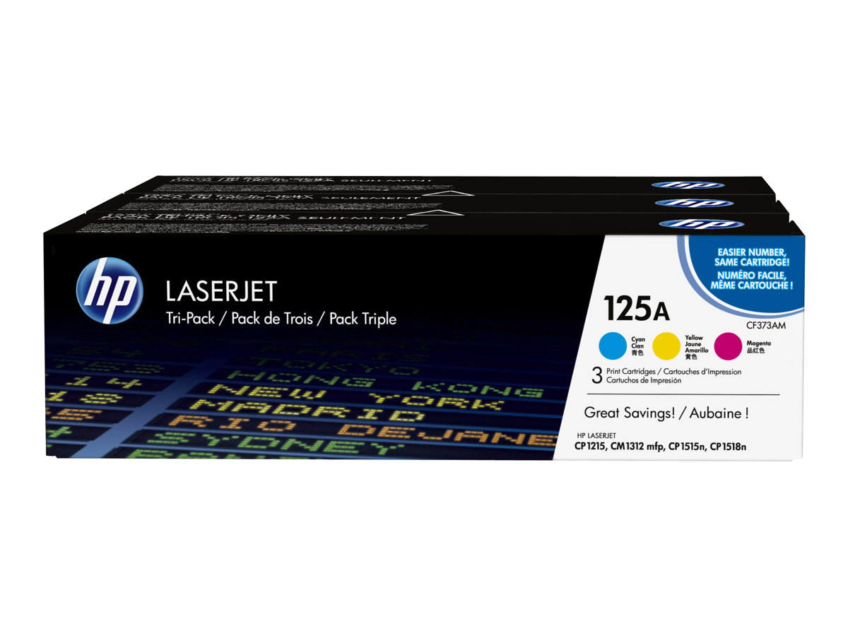HP 125A - 3er-Pack - Gelb, Cyan, Magenta - original - LaserJet - Tonerpatrone (CE259AM) - für Color LaserJet CM1312 MFP - CM1312nfi MFP - CP1215 - CP1515n - CP1518ni
