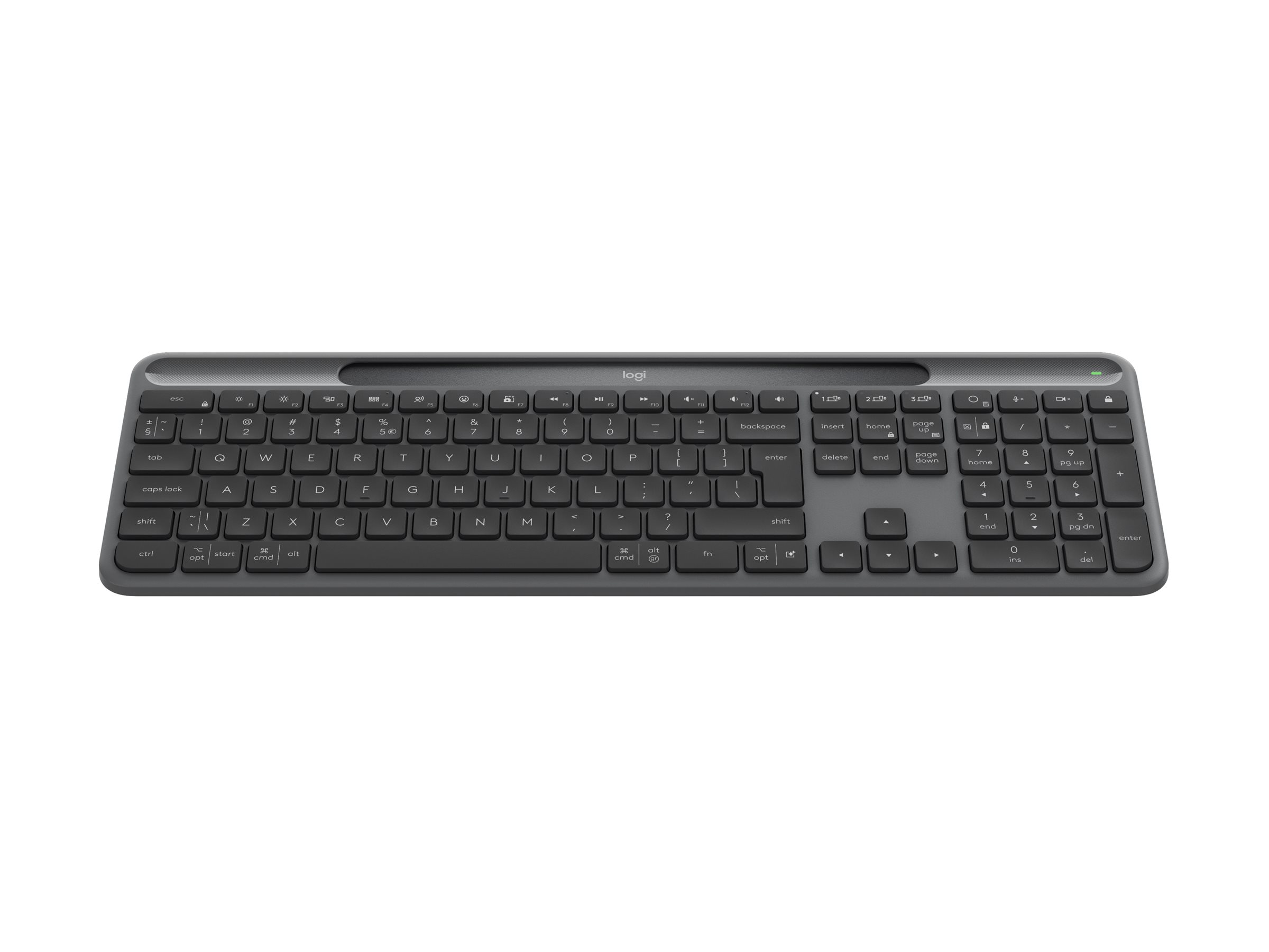 Logitech Signature Slim Solar+ K980 - Tastatur - full size - kabellos - Bluetooth LE - QWERTY - US International - Tastenschalter: Scheren-Schalter - Graphite