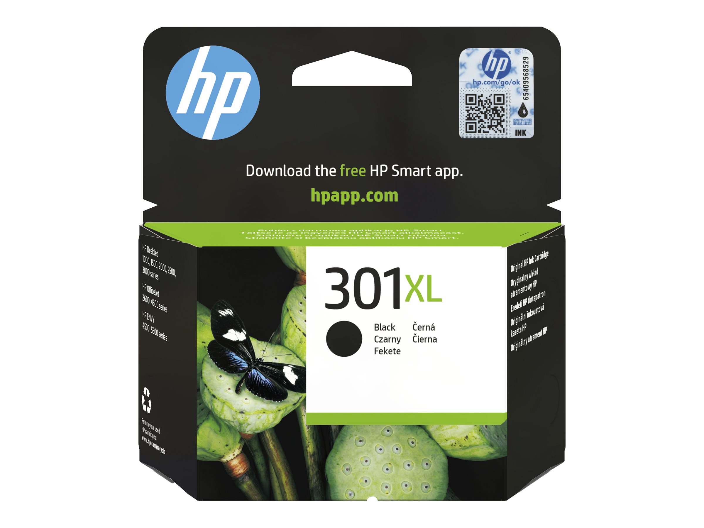 HP 301XL - 8 ml - Hohe Ergiebigkeit - Schwarz - original - Tintenpatrone - für HP DeskJet 1000 - 1010 - 1050 AiO - 1050A AiO - 1510 AiO - 2000 - 2050 AiO - 2050A AiO - 2510 AiO - 2540 AiO - 3000 - 3050 AiO - 3050A eAiO - 3510 eAiO series - HP ENVY 4500 e…