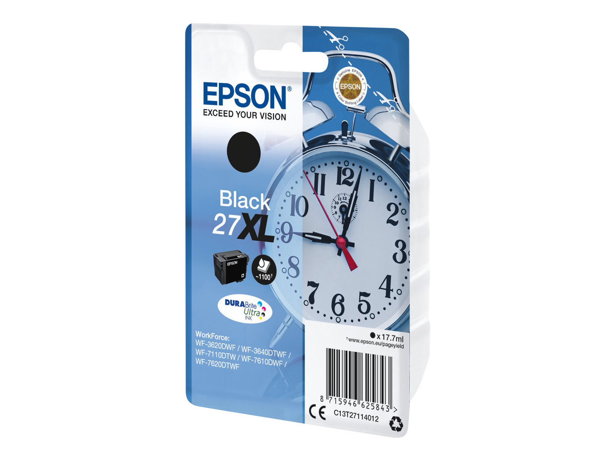 Epson 27XL - 17.7 ml - XL - Schwarz - Original - Tintenpatrone - für WorkForce WF-3620 - WF-3640 - WF-7110 - WF-7210 - WF-7610 - WF-7620 - WF-7710 - WF-7715 - WF-7720 Epson 27XL - 17.7 ml - XL - Schwarz - Original - Tintenpatrone - für WorkForce WF-3620 - WF-3640 - WF-7110 - WF-7210 - WF-7610 - WF-7620 - WF-7710 - WF-7715 - WF-7720