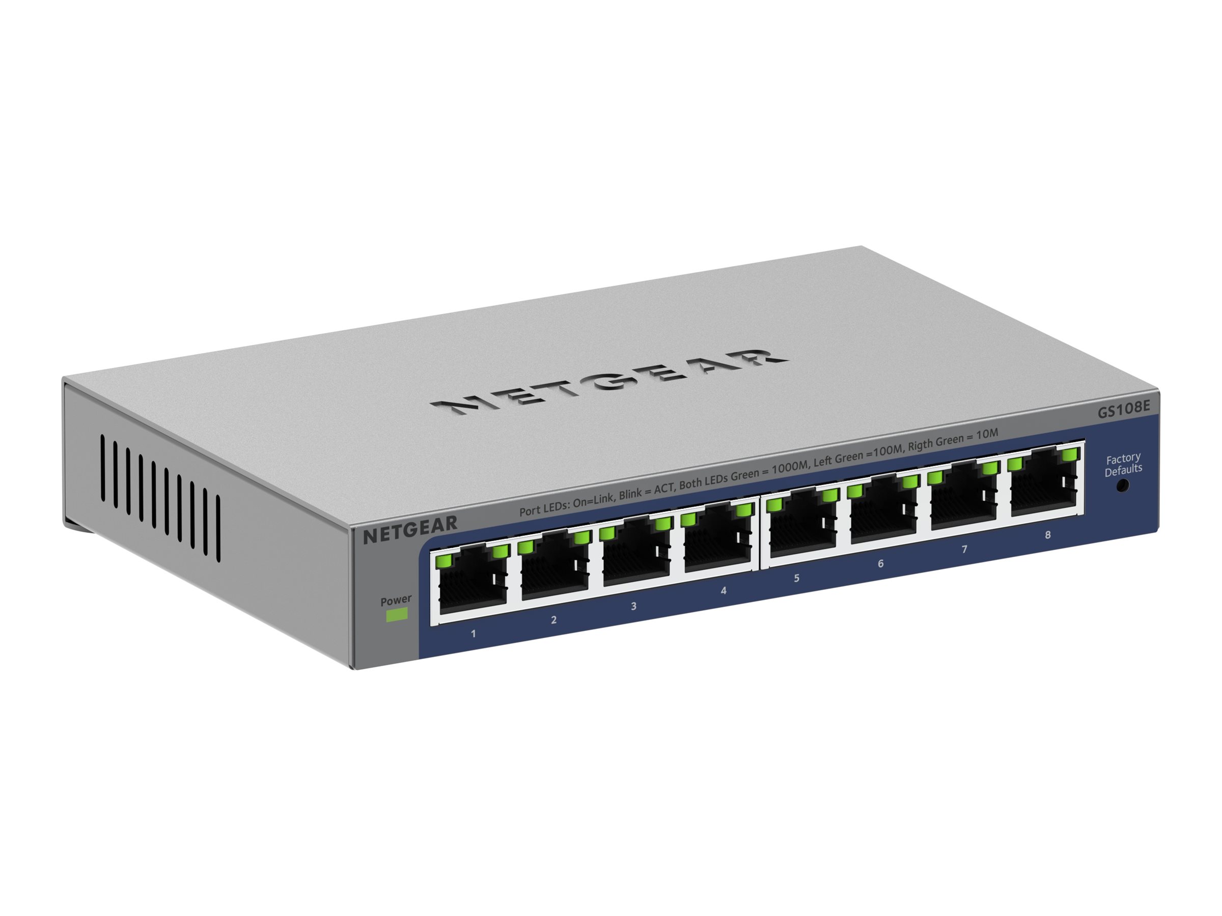 Netgear Plus GS108Ev4 - Switch - unmanaged - - wandmontierbar - an Rack montierbar