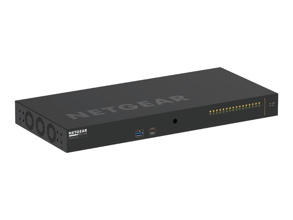 Netgear AV Line M4250-16XF - Switch - L3 - managed - 16 x 10 Gigabit SFP+ - Seite-zu-Seite-Luftstrom - an Rack montierbar Netgear AV Line M4250-16XF - Switch - L3 - managed - 16 x 10 Gigabit SFP+ - Seite-zu-Seite-Luftstrom - an Rack montierbar