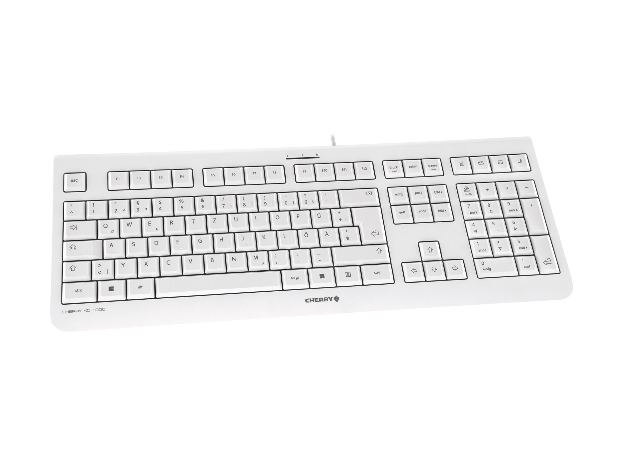 CHERRY KC 1000 - Tastatur - Deutsch - Weiss - USB - USB 2.0 - Multimedia-Tasten - Deutschland - CE - FCC - TÜV/GS