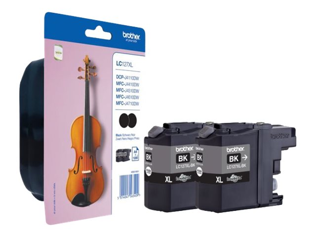Brother LC127XLBK Twin-Pack - 2er-Pack - Schwarz - Original - Blister mit Diebstahlsicherung - Tintenpatrone - für Brother DCP-J4110DW - MFC-J4410DW - MFC-J4510DW - MFC-J4710DW