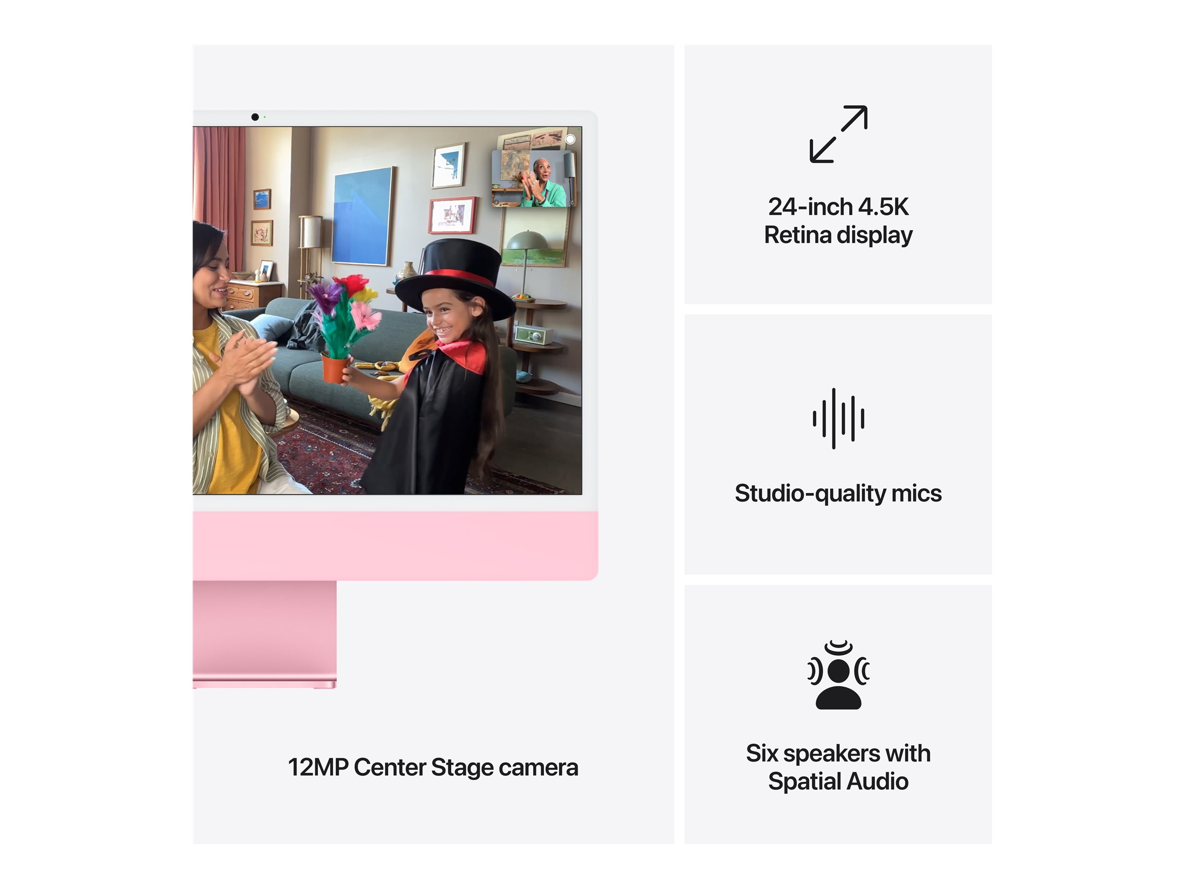 Apple iMac with 4.5K Retina display - All-in-One - M4 - RAM 16 GB - SSD 256 GB - Apple M4 8-core - Wi-Fi 6E - Bluetooth 5.3 - WLAN: 802.11a/b/g/n/ac/ax (Wi-Fi 6E) - Bluetooth 5.3 - macOS Sequoia 15.0 - Monitor: LED 61 cm (24") 4480 x 2520 (4.5K) - Tasta…