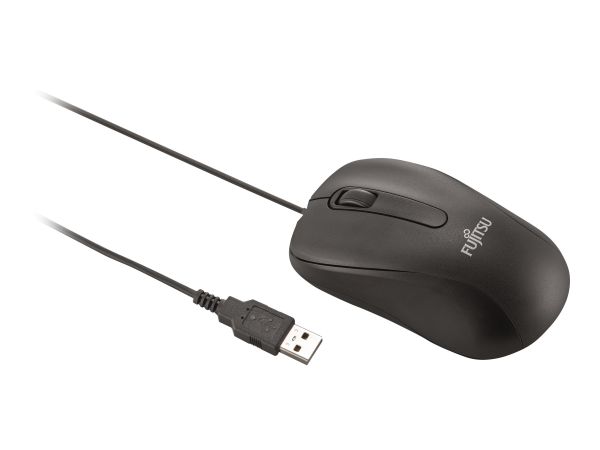 Fujitsu M520 - Maus - rechts- und linkshändig - optisch - 3 Tasten - kabelgebunden - USB - Schwarz (
