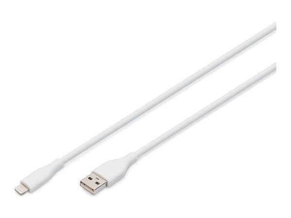 DIGITUS Lightning Silikon Anschlusskabel, USB-A - Lightning 1m, weiß