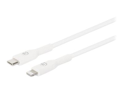 Manhattan USB-C to Lightning Cable, Charge & Sync, 0.5m, White, For Apple iPhone/iPad/iPod, Male to