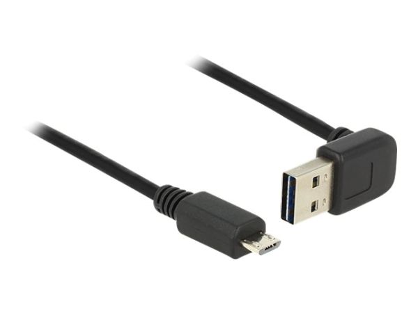 Delock Easy - USB-Kabel - USB (M) nach oben/unten abgewinkelt, doppelseitig bis Micro-USB Typ B (M)