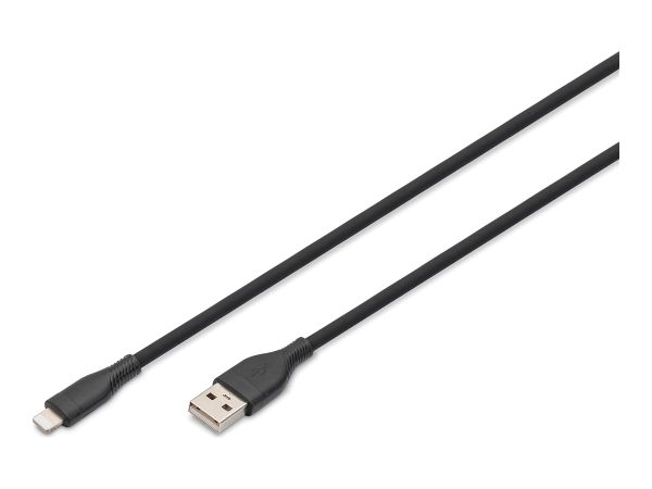 DIGITUS Lightning Silikon Anschlusskabel, USB-A - Lightning 0,5m, schwarz