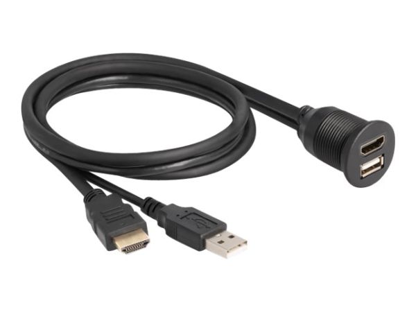 Delock HDMI / USB Verlängerungskabel - USB, HDMI männlich zu USB, HDMI weiblich - 1 m - Schwarz - un