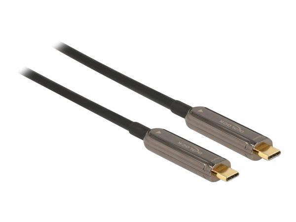 Delock Video- / Audiokabel - 24 pin USB-C männlich zu 24 pin USB-C männlich - 30 m - Glasfaser - Sch