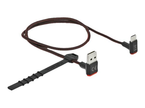 Delock Easy - USB-Kabel - USB (M) nach oben/unten abgewinkelt, doppelseitig zu USB-C (M)